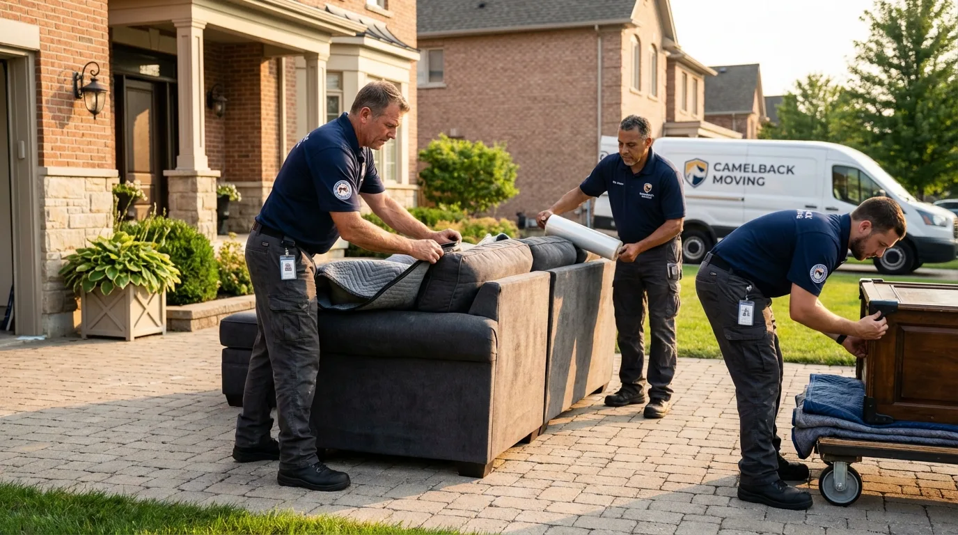 Large estate moving crew wrapping furniture in Madison, MN