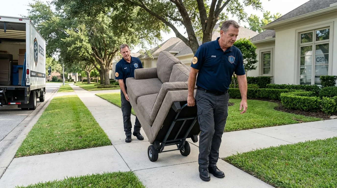 Local residential moving crew loading furniture in Madison, MN